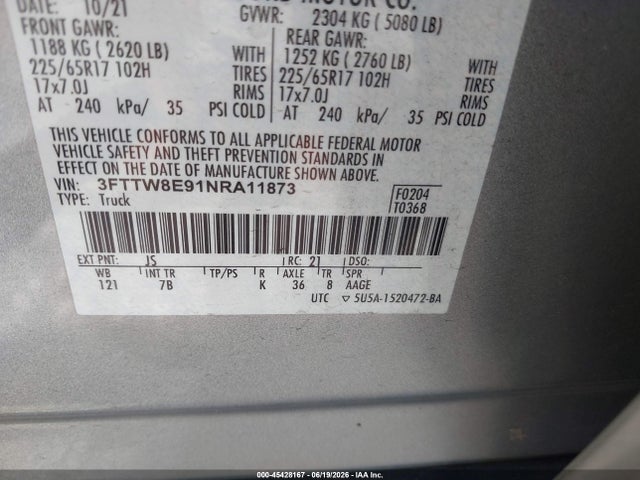 Ford Maverick Xlt 2022 3FTTW8E91NRA11873 Image 9