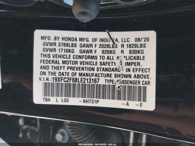 19XFC2F68LE213167 Honda Civic Lx