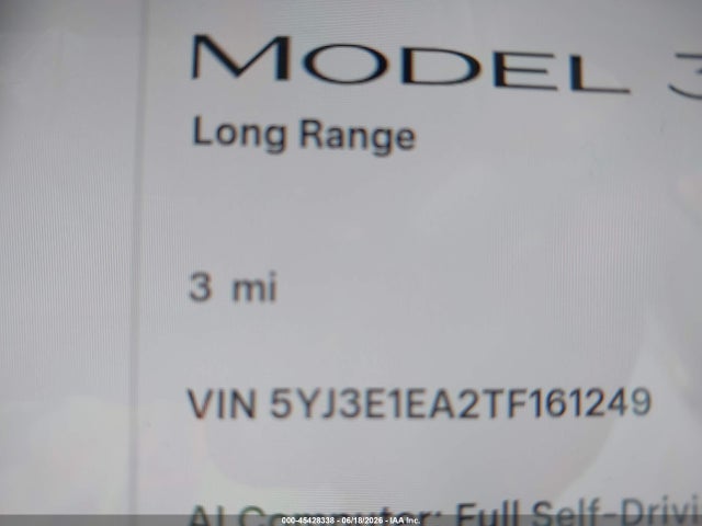 Продажа на аукционе авто 2026 Tesla Model 3 Premium Rear-wheel Drive/rear-wheel Drive, vin: 5YJ3E1EA2TF161249, номер лота: 45428338