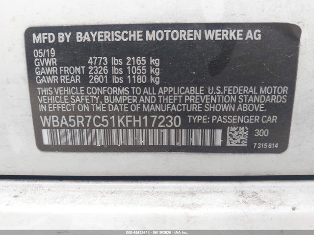 Aukcja sprzedaży 2019 Bmw 330i Xdrive, vin: WBA5R7C51KFH17230, numer aukcji: 45428614