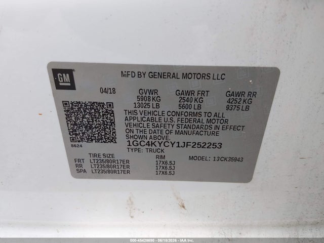 1GC4KYCY1JF252253 Chevrolet Silverado 3500hd Wt