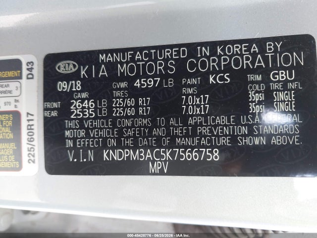 KIA Sportage Lx 2019 KNDPM3AC5K7566758 Image 9