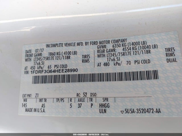 Ford F-350 Chassis Xl 2017 1FDRF3G64HEE28990 Image 9