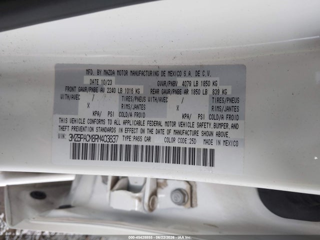 Продаж на аукціоні авто 2024 Mazda Mazda3 2.5 S Preferred, vin: 3MZBPACM8RM403837, номер лоту: 45428855