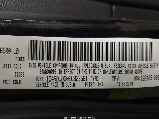 45428902 :رقم المزاد ، 1C4RDJDG0EC323561 vin ، 2014 Dodge Durango Limited مزاد بيع