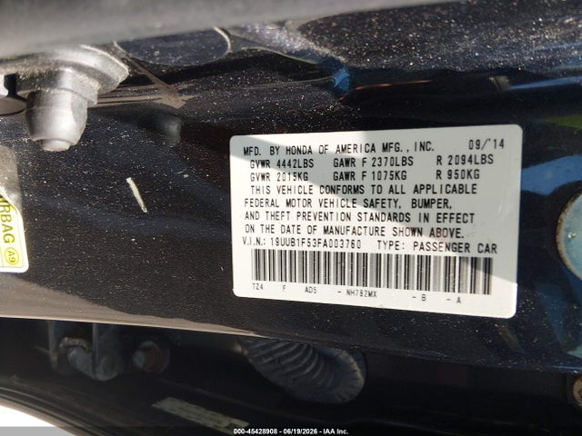 2015 Acura Tlx Tech მანქანა იყიდება აუქციონზე, vin: 19UUB1F53FA003760, აუქციონის ნომერი: 45428908