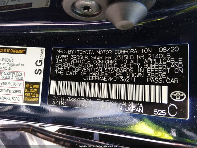 Toyota COROLLA LE 2021 JTDEPMAE7MJ136211 Image 9