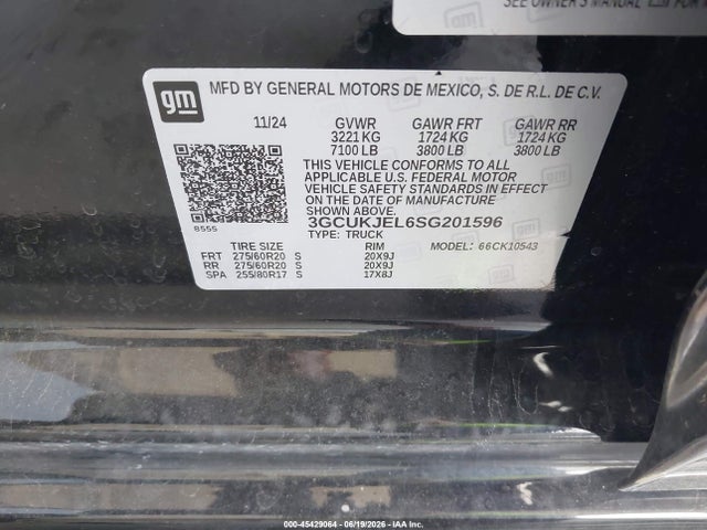 3GCUKJEL6SG201596 Chevrolet Silverado 1500 4wd Short Bed High Country