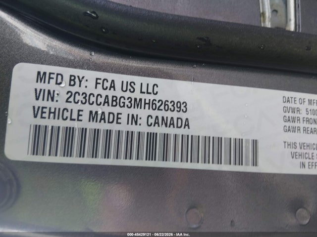 Aukcja sprzedaży 2021 Chrysler 300 300s, vin: 2C3CCABG3MH626393, numer aukcji: 45429121
