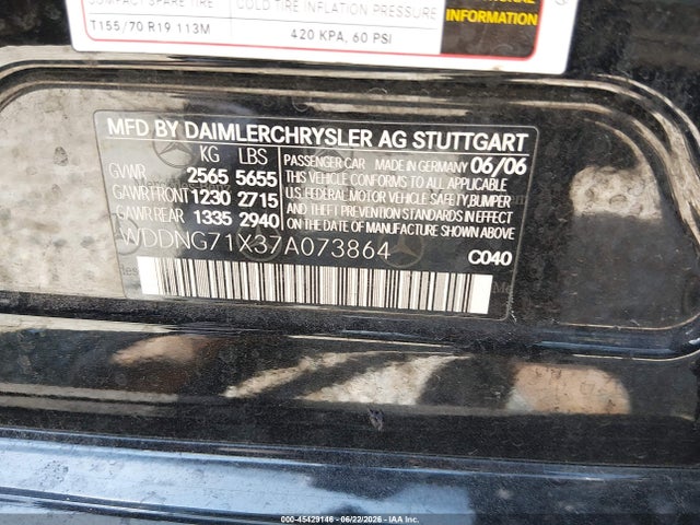 Продаж на аукціоні авто 2007 Mercedes-benz S 550, vin: WDDNG71X37A073864, номер лоту: 45429146