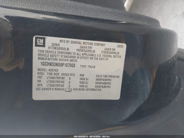 Aukcja sprzedaży 2009 Chevrolet Silverado 2500hd Lt, vin: 1GCHK53K69F167903, numer aukcji: 45429270