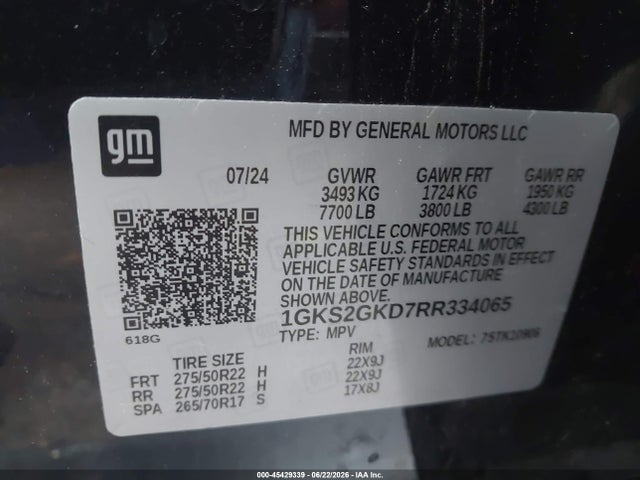 Продажа на аукционе авто 2024 Gmc Yukon Xl 4wd Slt, vin: 1GKS2GKD7RR334065, номер лота: 45429339