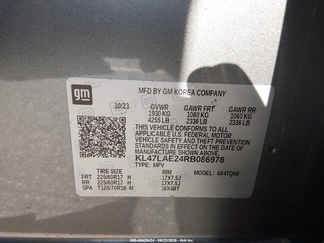 Auction sale of the 2024 Buick Envista Preferred Fwd, vin: KL47LAE24RB086978, lot number: 45429434
