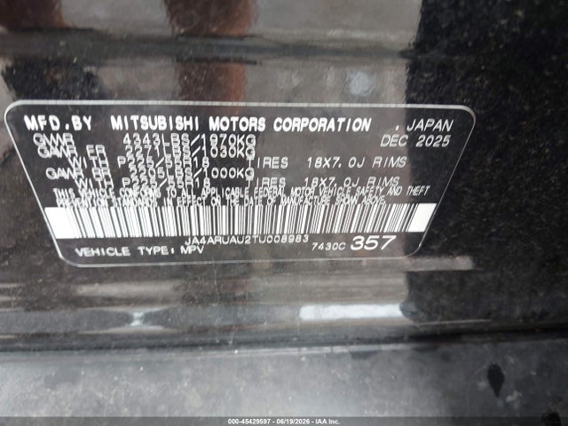 JA4ARUAU2TU008983 Mitsubishi Outlander Sport 2.0 Es/2.0 Le/2.0 Ralliart/2.0 S/2.0 Se/2.0 Trail Edition