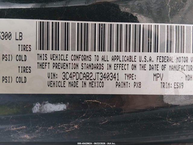 3C4PDCAB2JT340341 Dodge JOURNEY SE