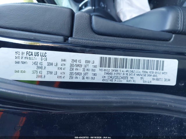 1C4RJFCG5JC445978 Jeep Grand Cherokee Overland 4x4