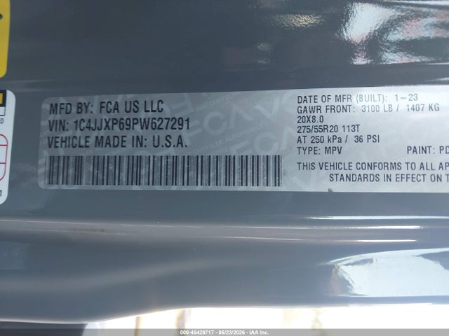 2023 Jeep Wrangler 4xe Sahara 4x4 მანქანა იყიდება აუქციონზე, vin: 1C4JJXP69PW627291, აუქციონის ნომერი: 45429717