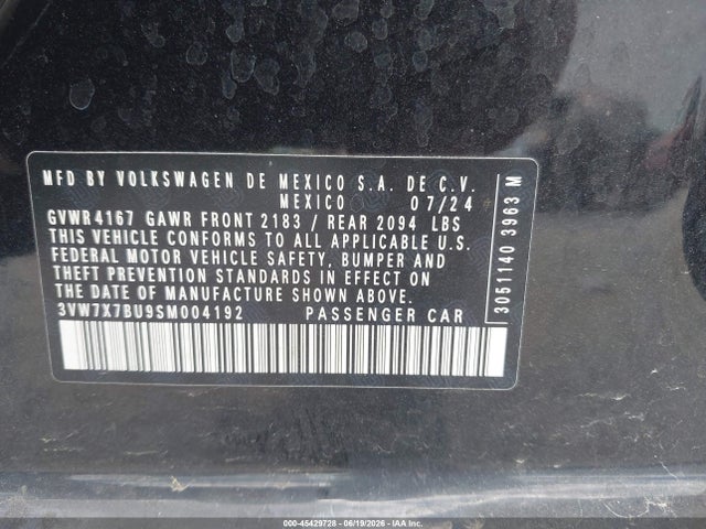 Aukcja sprzedaży 2025 Volkswagen Jetta 1.5t Se, vin: 3VW7X7BU9SM004192, numer aukcji: 45429728