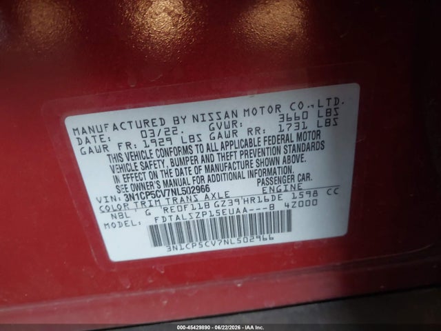 Nissan Kicks Sv Xtronic Cvt 2022 3N1CP5CV7NL502966 Image 9