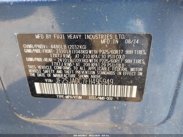 Subaru Forester 2.5i Premium 2015 JF2SJAGC7FH495949 Image 9