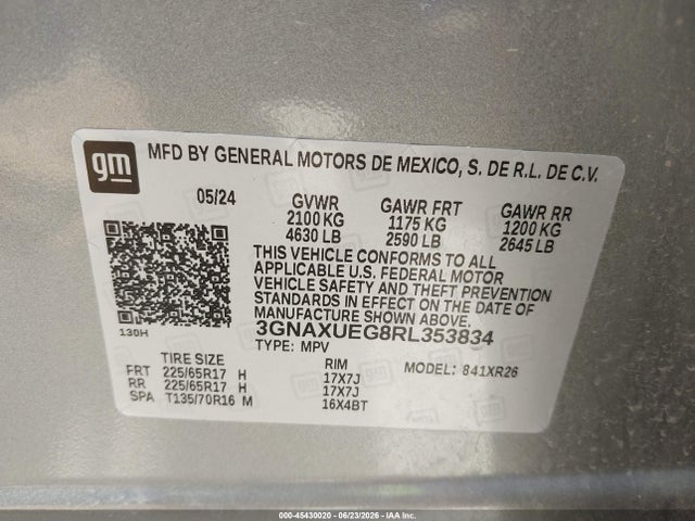 3GNAXUEG8RL353834 Chevrolet Equinox Awd Lt