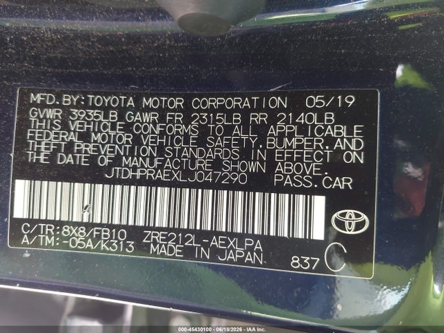 Toyota COROLLA LE 2020 JTDHPRAEXLJ047290 Image 9