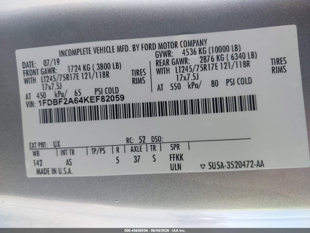 1FDBF2A64KEF82059 Ford F-250 Xl
