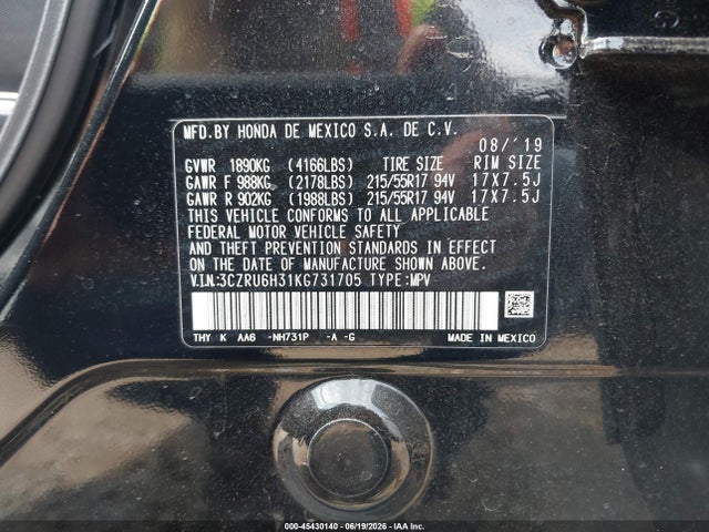 3CZRU6H31KG731705 Honda HR-V LX