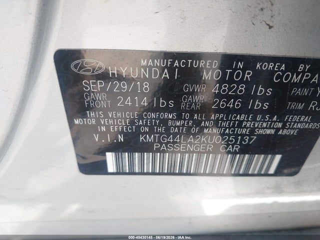 Продажа на аукционе авто 2019 Genesis G70 2.0t Advanced, vin: KMTG44LA2KU025137, номер лота: 45430145