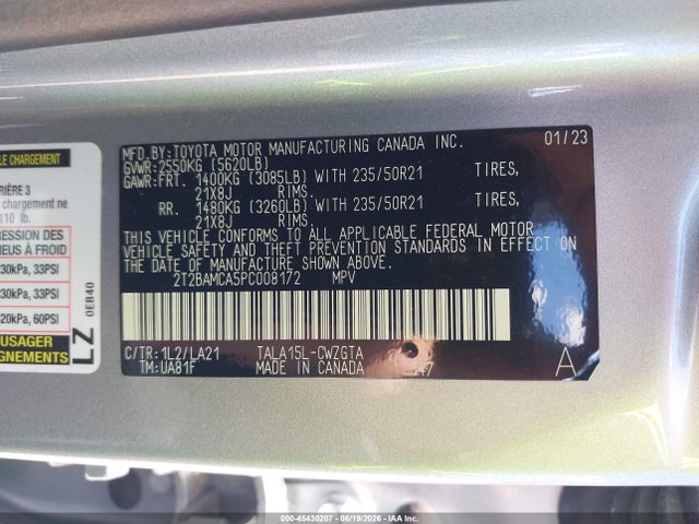 Aukcja sprzedaży 2023 Lexus Rx 350 Luxury, vin: 2T2BAMCA5PC008172, numer aukcji: 45430207