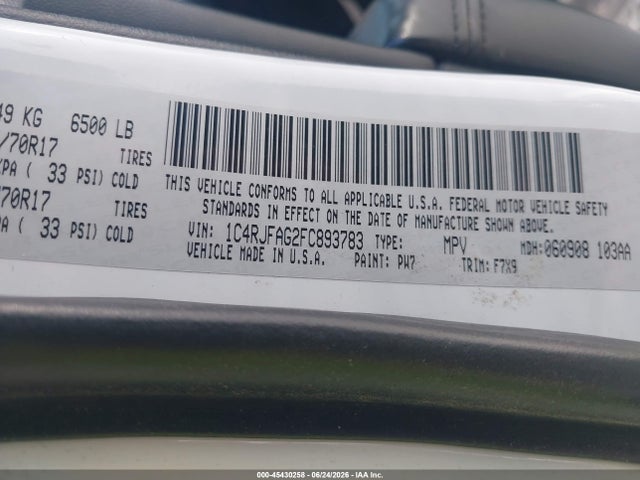 Jeep Grand Cherokee Laredo 2015 1C4RJFAG2FC893783 Image 9