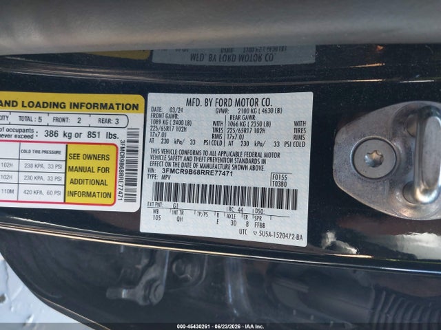 Продаж на аукціоні авто 2024 Ford Bronco Sport Big Bend, vin: 3FMCR9B68RRE77471, номер лоту: 45430261