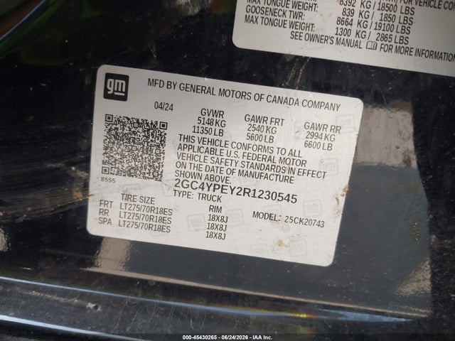 Продаж на аукціоні авто 2024 Chevrolet Silverado 2500hd 4wd  Standard Bed Ltz, vin: 2GC4YPEY2R1230545, номер лоту: 45430265