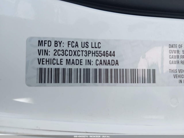 45430274 :رقم المزاد ، 2C3CDXCT3PH554644 vin ، 2023 Dodge Charger R/t مزاد بيع
