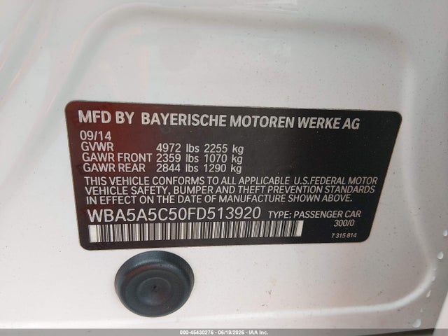Продажа на аукционе авто 2015 Bmw 528i, vin: WBA5A5C50FD513920, номер лота: 45430276
