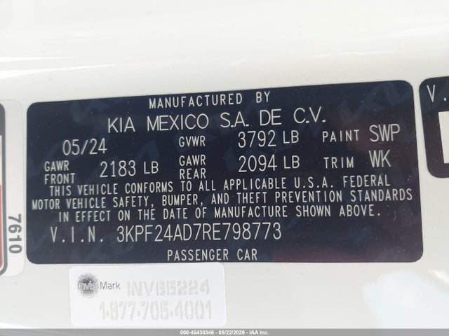 KIA Forte Lxs 2024 3KPF24AD7RE798773 Image 9