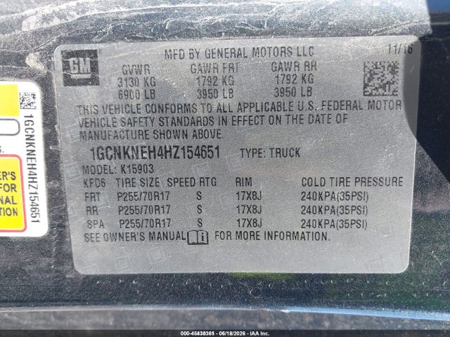 1GCNKNEH4HZ154651 Chevrolet Silverado 1500 Work Truck