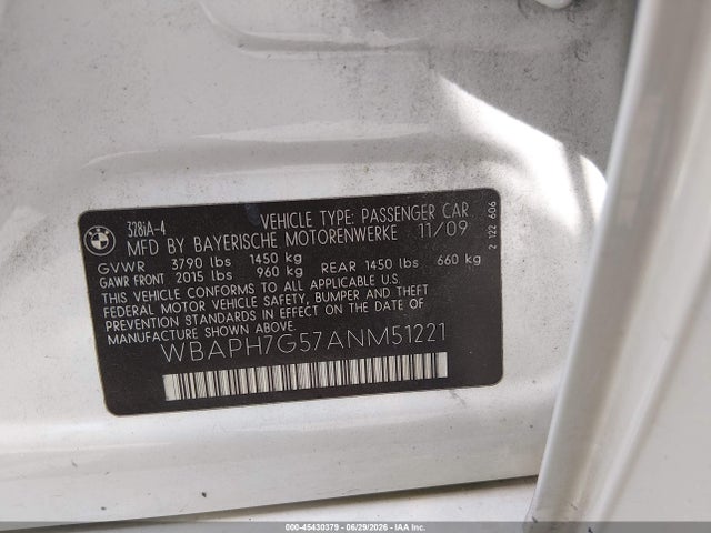 Продажа на аукционе авто 2010 Bmw 328i, vin: WBAPH7G57ANM51221, номер лота: 45430379