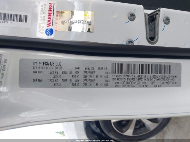 Auction sale of the 2019 Jeep Cherokee Limited 4x4, vin: 1C4PJMDX8KD321676, lot number: 45430415
