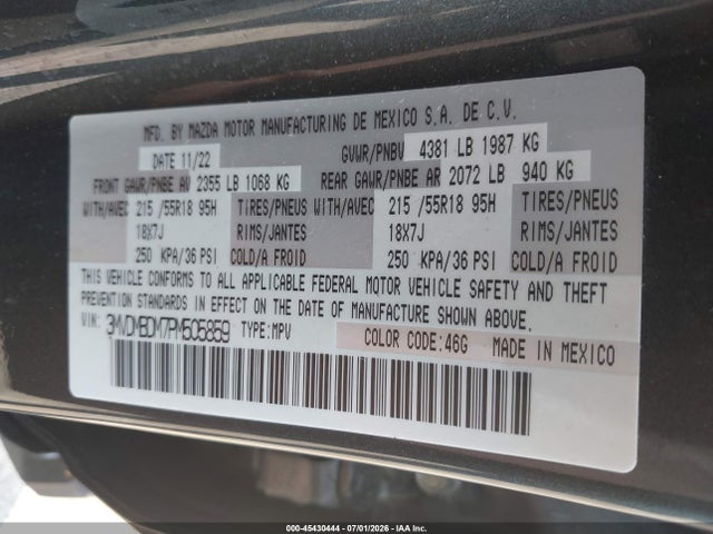 Продажа на аукционе авто 2023 Mazda Cx-30 2.5 S Premium, vin: 3MVDMBDM7PM505859, номер лота: 45430444