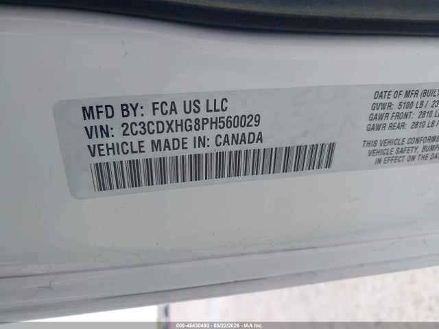 Aukcja sprzedaży 2023 Dodge Charger Gt, vin: 2C3CDXHG8PH560029, numer aukcji: 45430480