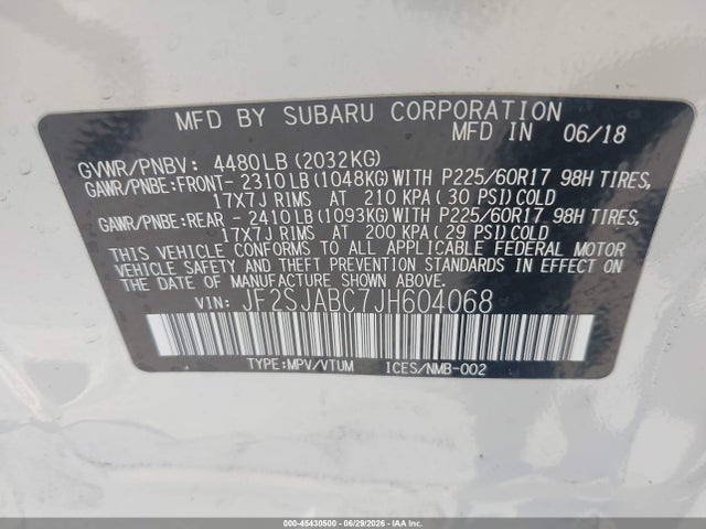 Subaru Forester 2.5i 2018 JF2SJABC7JH604068 Image 9