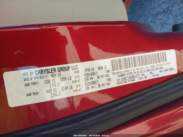 2013 Chrysler Town & Country Touring-l მანქანა იყიდება აუქციონზე, vin: 2C4RC1CG0DR614717, აუქციონის ნომერი: 45430587