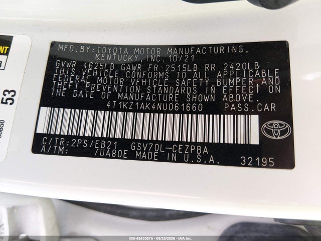 Toyota CAMRY TRD 2022 4T1KZ1AK4NU061660 Image 9