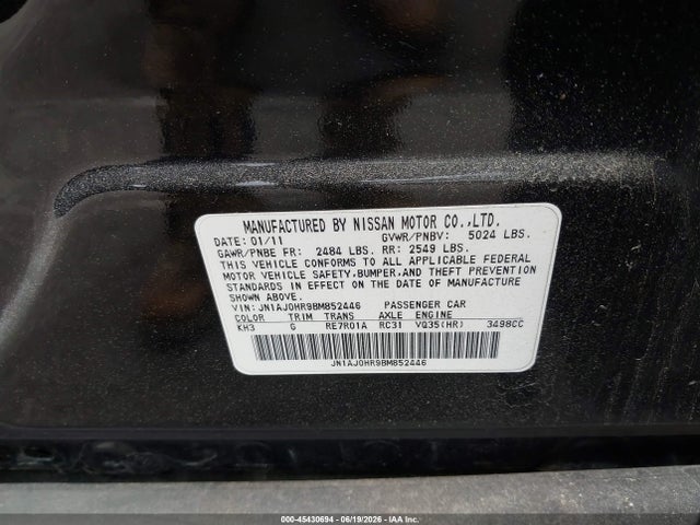 Продаж на аукціоні авто 2011 Infiniti Ex35 Journey, vin: JN1AJ0HR9BM852446, номер лоту: 45430694