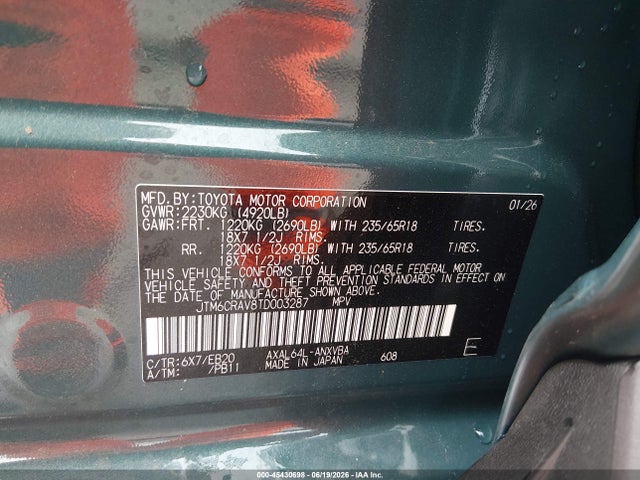 2026 Toyota Rav4 Woodland მანქანა იყიდება აუქციონზე, vin: JTM6CRAV8TD003287, აუქციონის ნომერი: 45430698