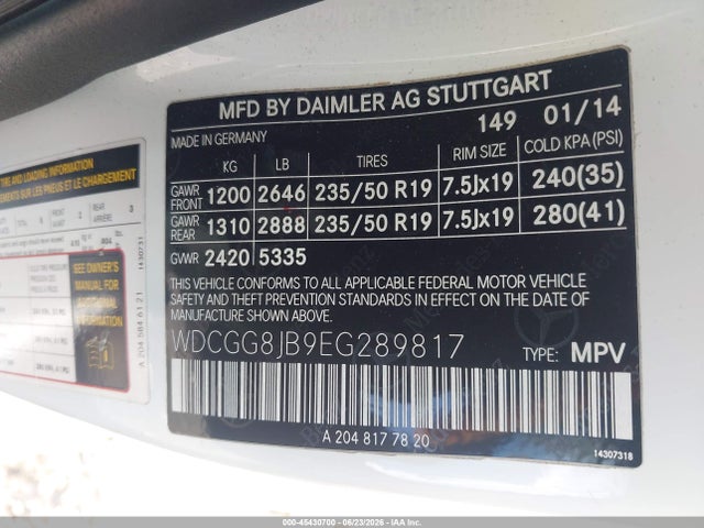 Продажа на аукционе авто 2014 Mercedes-benz Glk 350 4matic, vin: WDCGG8JB9EG289817, номер лота: 45430700