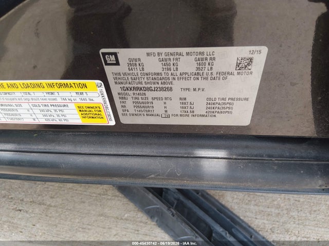 GMC Acadia Slt-1 2016 1GKKRRKD8GJ238268 Image 9