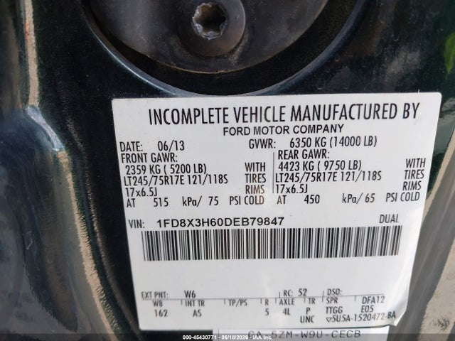 Продаж на аукціоні авто 2013 Ford F-350 Chassis Lariat/xl/xlt, vin: 1FD8X3H60DEB79847, номер лоту: 45430771