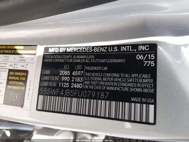 55SWF4JB5FU079187 Mercedes-Benz C 300 Sport